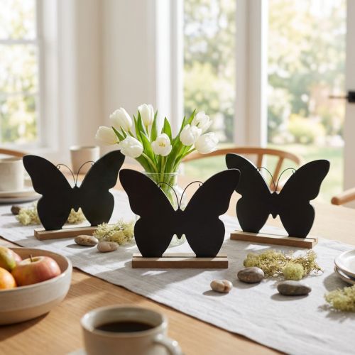 Tischdekoration Holz Schmetterling Schwarz 15cm 6er Set | Floristik24.at