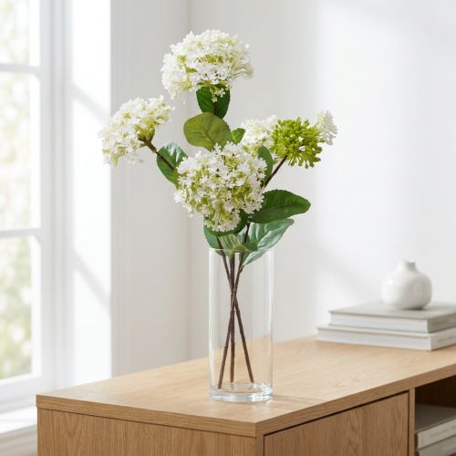 Künstliche Schneeball-Blume Viburnum Weiß 64cm Kunststoffdeko | Floristik24.at
