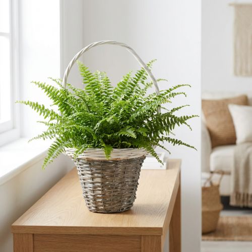 Artikel Weidenkorb mit Henkel Grau Weiß Ø25 H45cm – Pflanz- und Dekorationskorb