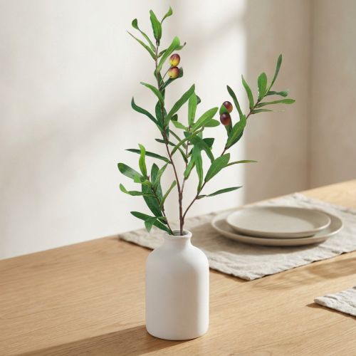 Olivenzweig künstlich 45cm mit Oliven in Gelb-Weinrot und grünen Blättern | Floristik24.at