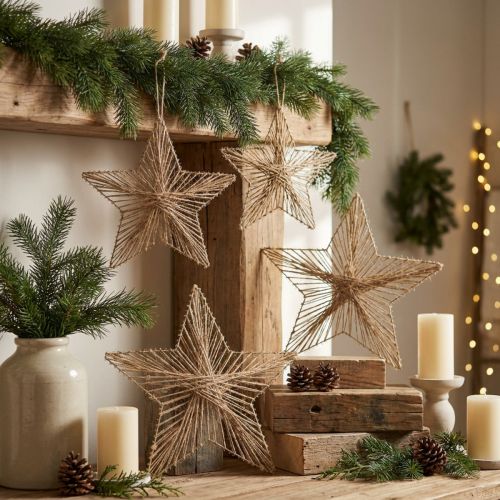 Stern aus Jute 30 cm Naturfarben für Weihnachtsdekoration, 4 Stück | Floristik24.at