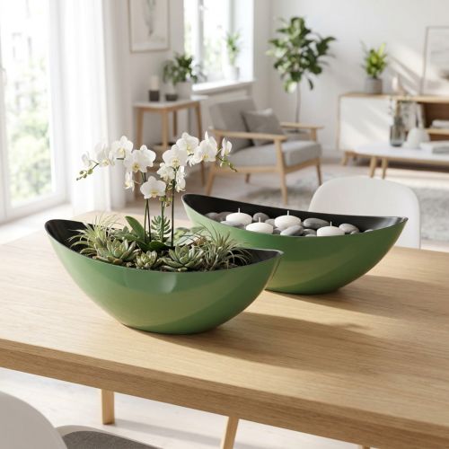 Grüne Halbmond-Schale aus Kunststoff 39 cm – 2 Stück | Floristik24.at