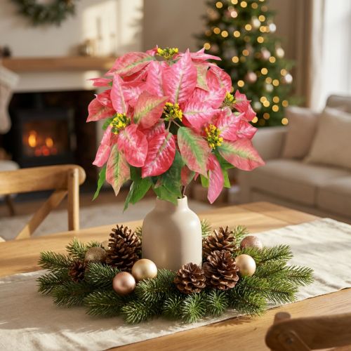 Weihnachtsstern künstlich Rot Rosa 53 cm mit 3 Stielen | Floristik24.at