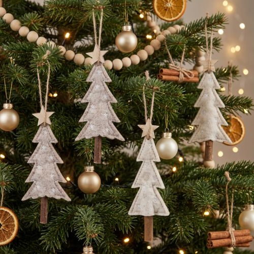 Artikel Filz Tannenbäume 17 cm Beige Creme 6er Set Christbaumschmuck
