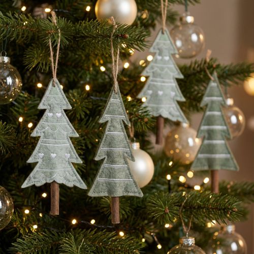 Filz Tannenbäume Christbaumanhänger Grün 20cm 4er Set | Floristik24.at