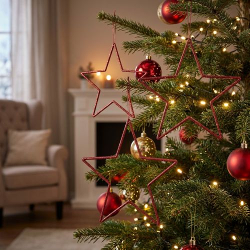 Deko-Sterne Weihnachten Glitter Rot 18cm 8 Stück | Floristik24.at