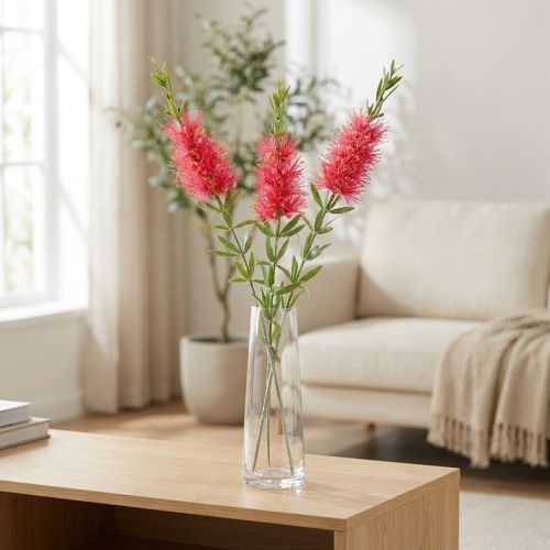 Artikel Künstliche Blumen Karminroter Zylinderputzer 70 cm 3-teilig