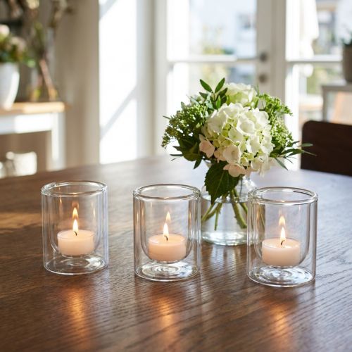 Artikel Teelichthalter Glas Rund Ø8,5cm Klar 4er-Set