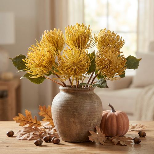 Künstliche Protea Leucospermum Nadelkissenblume Gelb 30cm 6 Stück | Floristik24.at