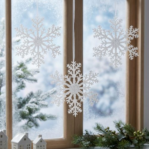 Schneeflocken Deko Eiskristall zum Hängen 18×20cm 4St | Floristik24.at