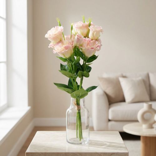 Kunstblumen Eustoma Lisianthus Rosa Creme 52cm 5 St | Floristik24.at