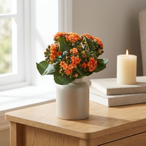 Flammendes Käthchen künstlich 24cm Orange aus Kunststoff mit Metallstiel | Floristik24.at