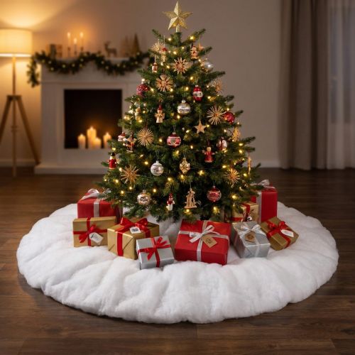 Artikel Runde Weihnachtsbaumdecke Ø100 cm aus weißem Schneevlies