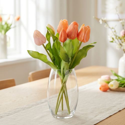 Künstlicher Tulpenstrauß aus Polyester 30 cm orange 7 Stück für Frühlingsdekoration | Floristik24.at