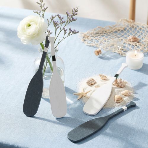 Artikel Miniatur-Paddel aus Holz 8 cm Blau und Weiß 18 Stück für maritime Dekoration