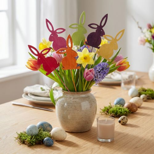 Artikel Osterdeko Holzblumenstecker Hase 30,5cm 18-teilig mehrfarbig