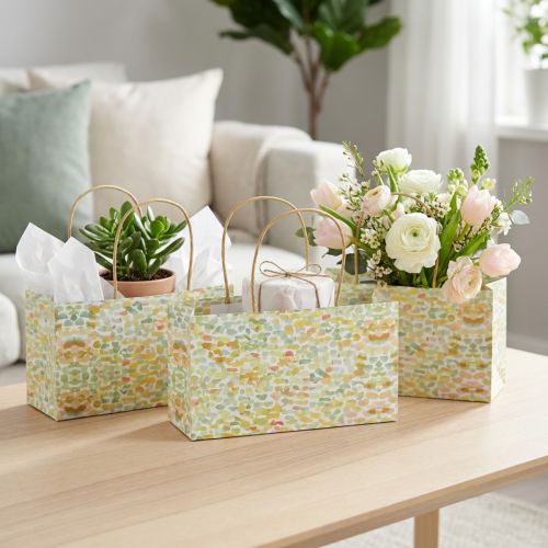 Geschenktasche aus Papier mit Henkeln, buntes Muster, 24×12×12 cm, 6 Stück | Floristik24.at