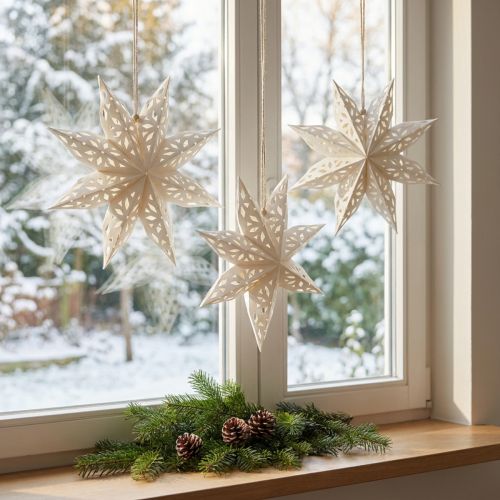Papiersterne Hänger-Set Weiß Ø20 cm 6-teilig | Floristik24.at