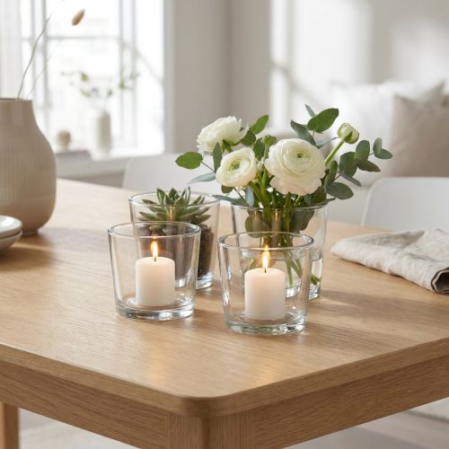 Glastopf aus klarem Glas Ø10cm, Set mit 12 Stück | Floristik24.at