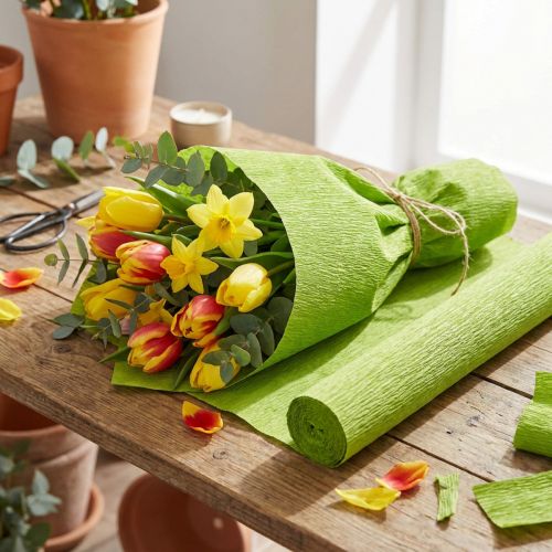 Floristen-Krepppapier Grasgrün 50cm x 250cm für Dekorationen und Bastelarbeiten | Floristik24.at