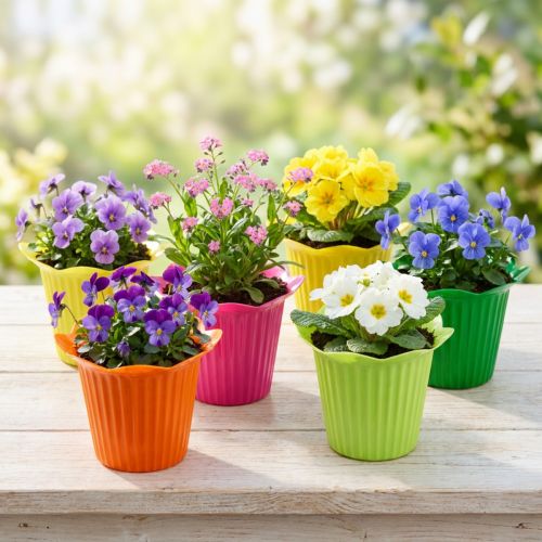 Plastikblumentopf Blütenform Ø6,5cm Bunt 25 Stück | Floristik24.at