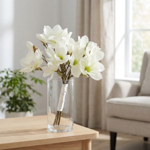 Magnolienbund künstlich Weiß 40cm 5 Stück | Floristik24.at