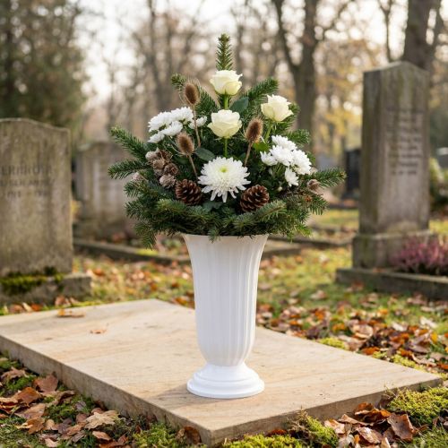 Einstellvase aus Kunststoff in Weiß Ø23cm, Höhe 40,5cm | Floristik24.at