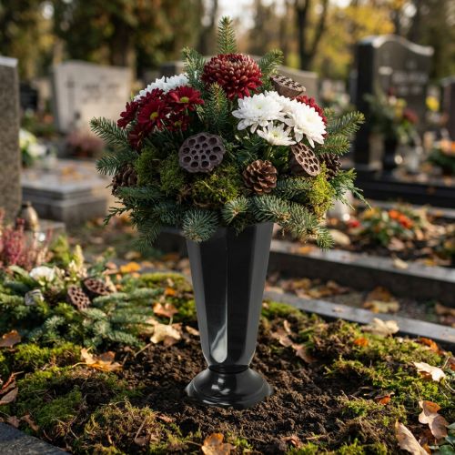Einstellvase Schwarz Kunststoff Ø23cm mit Fuß, 51cm hoch | Floristik24.at