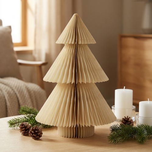 Papier-Weihnachtsbaum Creme Gold H30cm | Floristik24.at