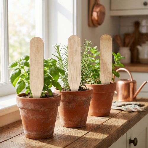 Gartenstecker Holz Beetstecker 10 cm Natur für Kräuter und Blumen 12 Stück | Floristik24.at