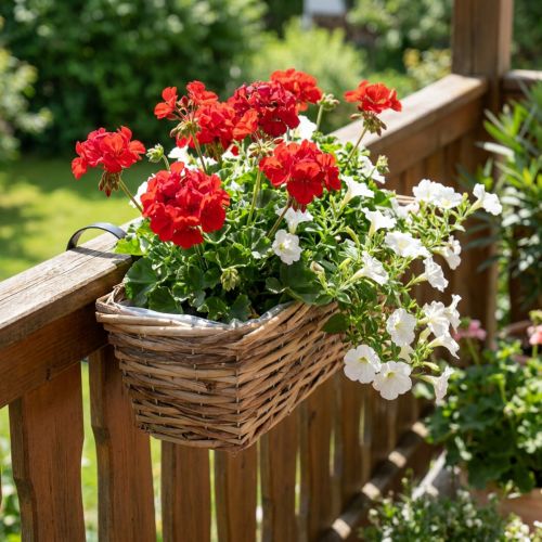 Artikel Balkonkasten Hänge-Blumenkasten aus Rattan Natur L51cm