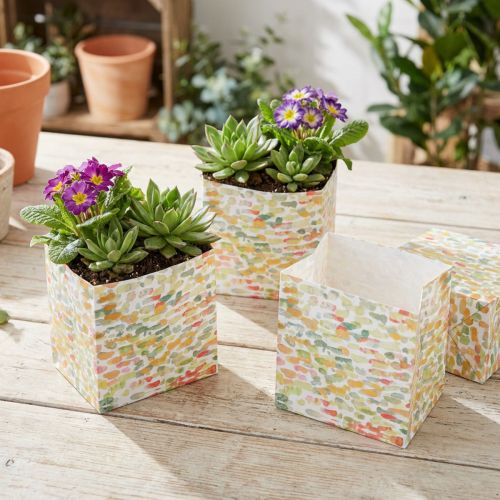 Artikel Geschenktasche aus Papier, bunt gemustert, 10,5 × 10,5 × 10,5 cm, 8 Stück