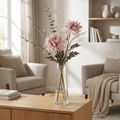 Künstliche Chrysanthemen Rosa-Mauve Ø13cm L72cm 2er-Set | Floristik24.at