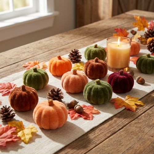 Beflockte Mini Kürbisse für Herbstdeko, Tischdekoration und Bastelprojekte | Floristik24.at