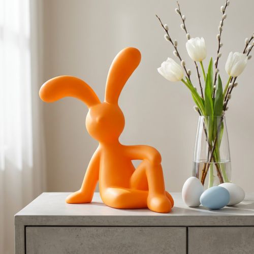 Artikel Deko-Hase aus beflocktem Kunststoff 38 cm gelb für Ostern und Wohnraumdekoration