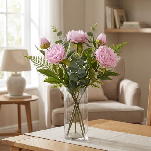 Pfingstrose künstlich Rosa 70 cm mit langem Stiel 3er-Set | Floristik24.at
