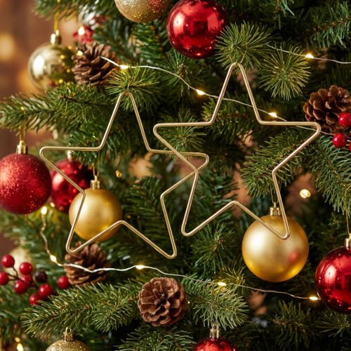 Metallstern Anhänger Gold Ø15 cm 6 Stück für Weihnachtsdekoration | Floristik24.at