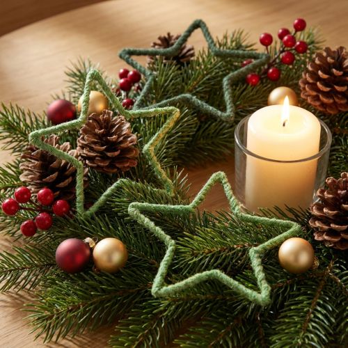 Sterne aus Jute Grün 15cm 8 Stück für Weihnachtsdekoration | Floristik24.at