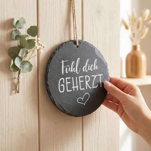 Schieferplatte Rund mit