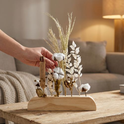 Holz-Blumenleiste mit 8 Löchern, 25cm, für Trockenblumen, natur | Floristik24.at