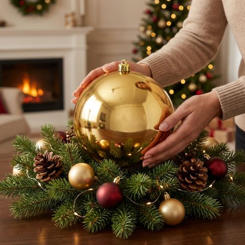 Weihnachtskugel Gold 20 cm Kunststoff für Dekoration | Floristik24.at