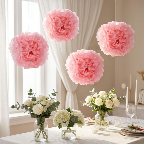 Papier-Pompoms Ø30cm Hellrosa 5 Stück | Floristik24.at