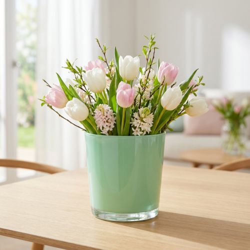 Glastopf aus Glas Ø11,5cm H10,8cm Mintgrün | Floristik24.at