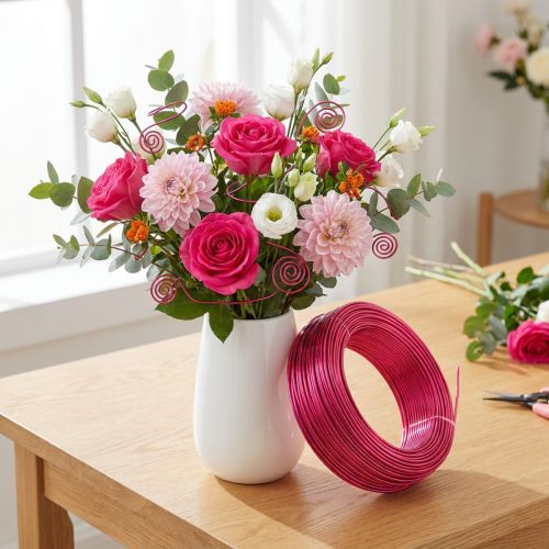 Aluminiumdraht Ø2mm Pink 60m 500g Dekodraht für Bastelarbeiten und Floristik | Floristik24.at