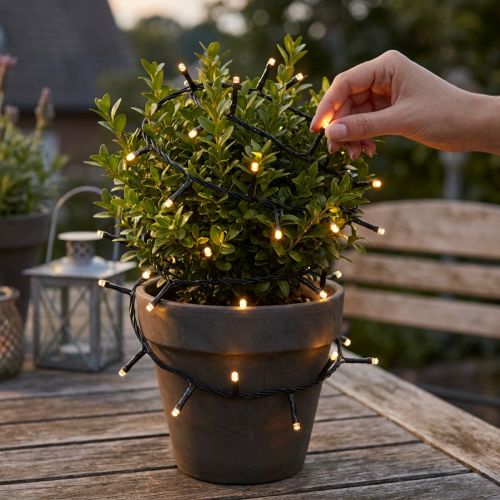 LED-Lichterkette 144er, Warmweiß, Schwarz, ca. 1,2 m, Innen- und Außengebrauch | Floristik24.at