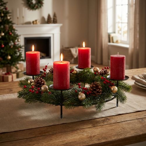 Kerzenständer für 4 Kerzen Schwarz Metall Ø28,5 cm 2 Stück | Floristik24.at