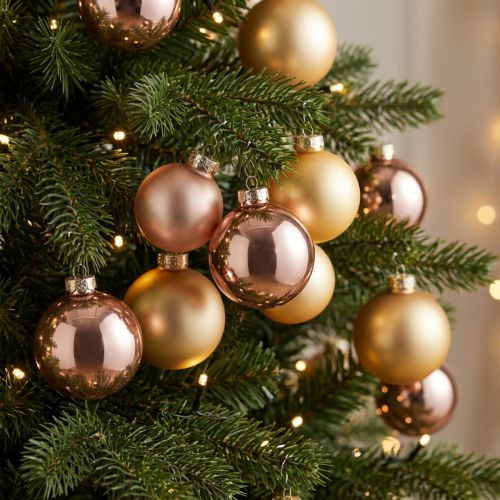 Weihnachtsbaumkugeln Glas Gold und Rosé Ø6cm 24er Set | Floristik24.at