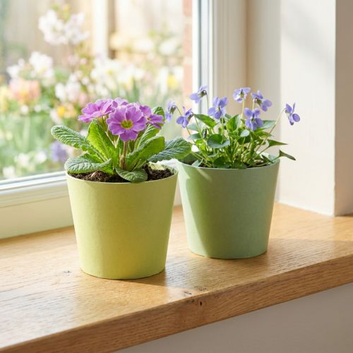 Papier-Mini-Pflanztopf Ø9cm H7,5cm Blau/Grün 4er Set Übertopf | Floristik24.at