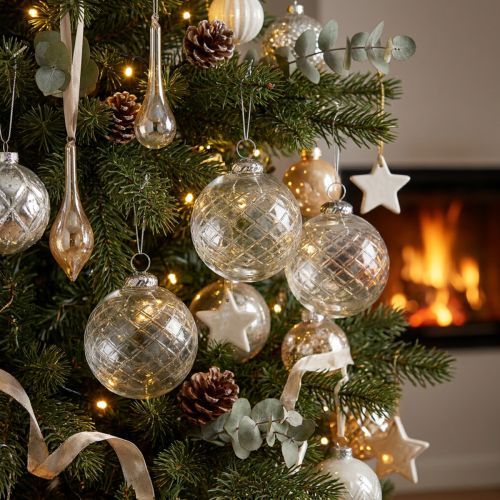 Artikel Weihnachtskugeln aus Glas Ø 7,5 cm transparent 3 Stück