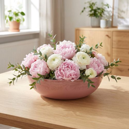 Dekoschale aus Kunststoff in Altrosa Ø30 cm Höhe 9 cm | Floristik24.at